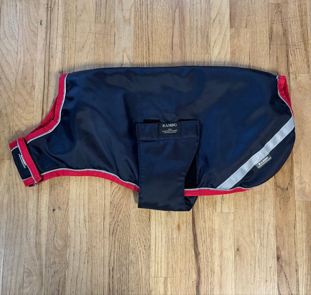 Horseware Ireland RAMBO Waterproof Rain Navy Red Dog Coat Jacket, XL